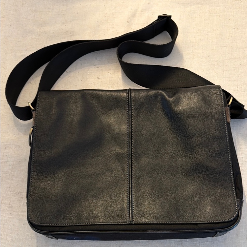 Boconi Black Leather Messenger Bag